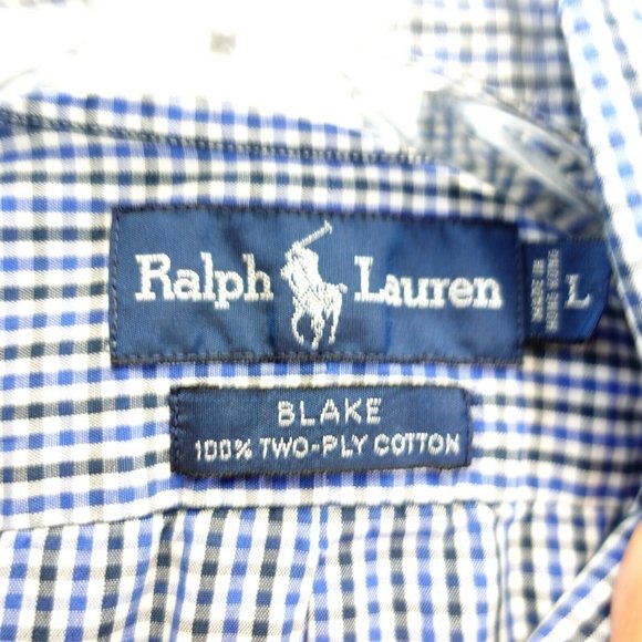 VINTAGE RALPH LAUREN MADE IN HONG KONG‎ Men's Blue Dress Shirt LARGE Button Down - Picture 3 of 8